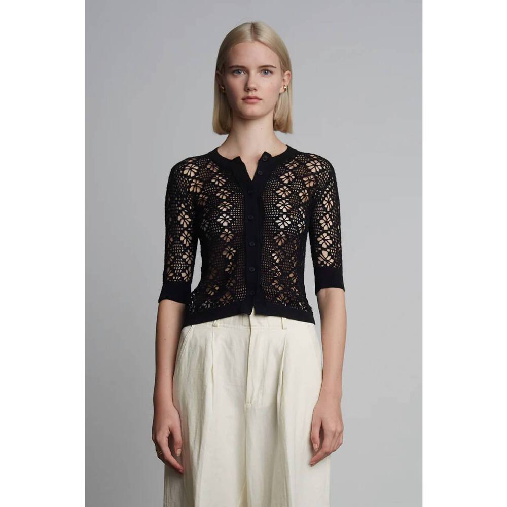 NEW ELEVEN SIX peruvian crochet cardigan in black